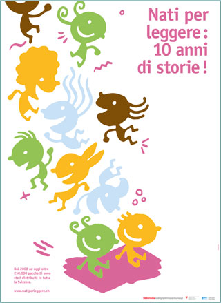 Poster "10 anni Nati per leggere" in italiano